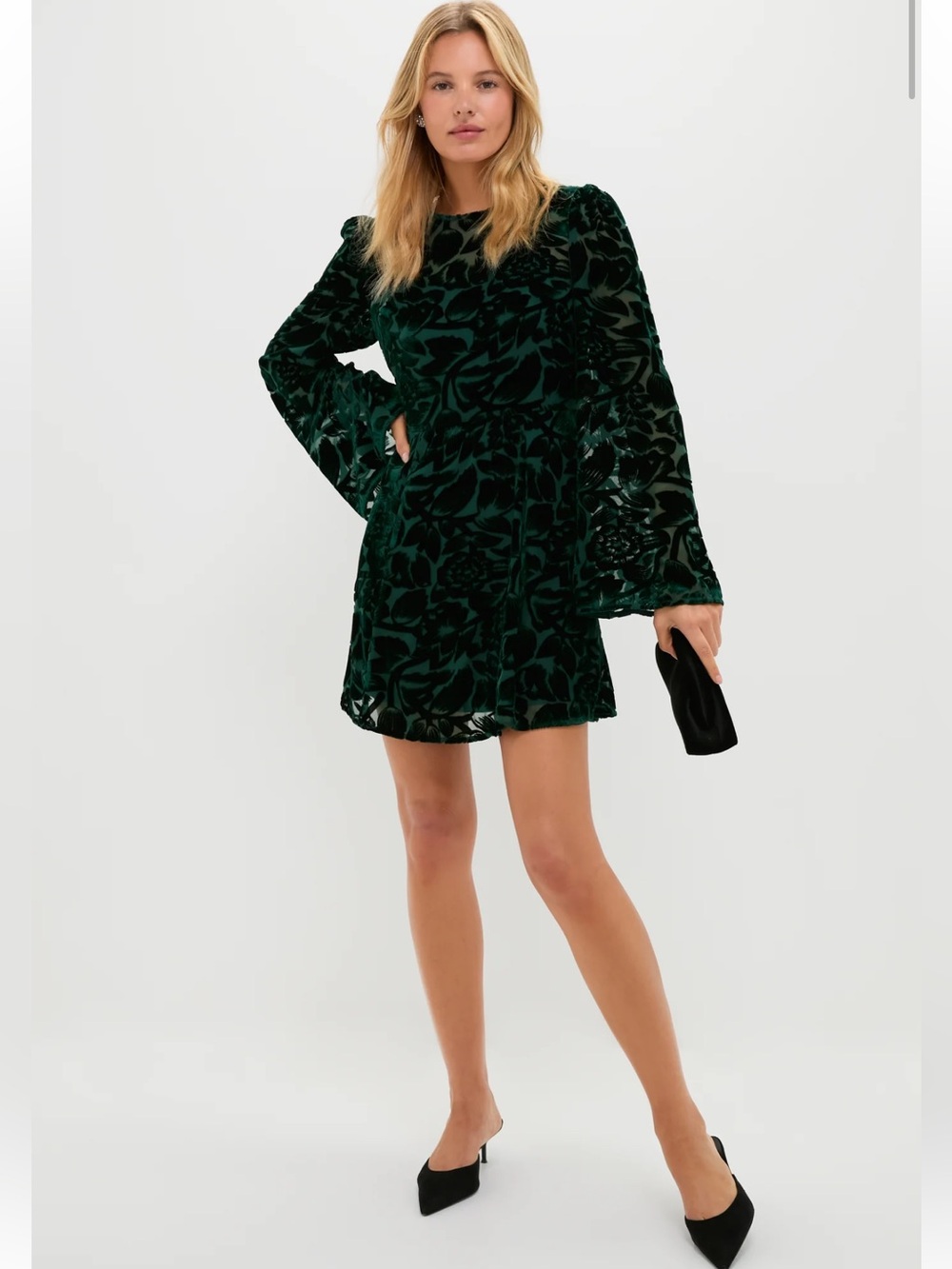 TUCKERNUCK HYACINTH HOUSE Emerald Green Burnout Velvet Oaklynn Mini Dress NWT